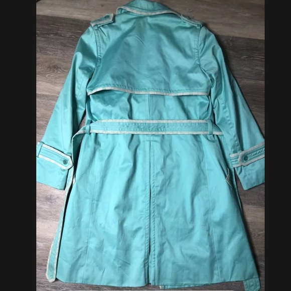 Y2K Coach Long Coat w/ Logo Lining in Tiffany Blue - Picture 2 of 11